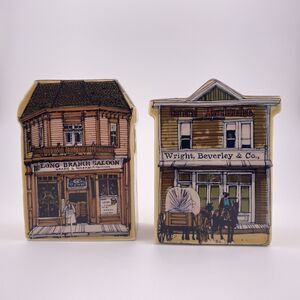Vintage Enesco Western Town Salt & Pepper Shakers Cowboy Wells Fargo Japan